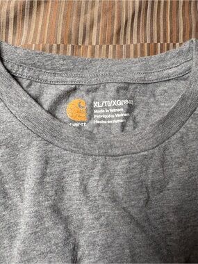 Carhartt Gray Short Sleeve Crewneck T-Shirt with Gold Logo